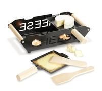 Raclette Bougie - Mini Raclette avec 2 Poêlons et Spatules Inclus - Service Individuelle, 2 ou 4 Personnes - Chauffe-Fromage en Métal et Bois Sans Électricité (2 personnes)