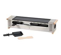 Louis Tellier - Appareil raclette traditionnel 6-10 Pers Inox Bois, 850W | Fabriqué en France, Inox et Acier, Rampe chauffante réglable horizontal, Qualité professionnelle, 1/2 de meule, 230V 850W