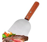 Raclette de barbecue Humburger Turner en acier inoxydable avec bords biseautés avec poignée en bois pour la cuisine, le nettoyage du gril,