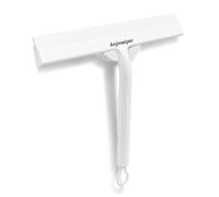 Raclette de Douche, 22cm Silicone Raclette Salle de Bain avec Support | Raclette Silicone pour Paroi de Douche, Sans Perçage, anti-Calcaire sans Traces, Nettoyage Vitres, Miroirs, Carrelages, Blanc