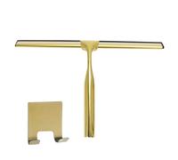 Raclette de douche - 25,4 cm - Rondelle de douche dorée tout usage en acier inoxydable avec poignée, comprend un crochet pour un rangement facile | pour miroirs, carreaux, comptoirs