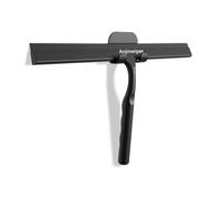 Raclette de Douche, 31cm Raclette Salle de Bain avec Support Adhésif, Noir | Raclette silicone douche sans Perçage, Anti-Calcaire sans Traces, pour Paroi de Douche, Vitres Miroirs et Carrelages