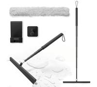 Raclette de douche à long manche - 20 à 120 cm - Noir - Raclette de fenêtre avec manche télescopique - Raclette pour verre de douche, salle de bain, miroir, nettoyage du verre