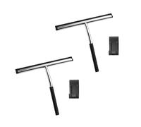 Raclette de douche ergonomique en acier inoxydable - Grattoir à suspendre - Design de salle de bain - Miroir en verre - Outil de nettoyage des surfaces de carrelage