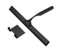 Raclette de douche multi-usages 25,4 cm, couleur dorée, en silicone, manche acier inoxydable, for miroir salle bain, vitre voiture(Black)