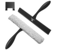 Raclette de douche pour portes en verre et kit de récurage en microfibre de 27,9 cm avec poignée antidérapante et crochet adhésif