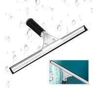 Raclette de fenêtre professionnelle, 35 cm, raclette de douche en acier inoxydable avec lèvre en caoutchouc, nettoyant pour vitres, nettoyage des fenêtres pour douche, salle de bain, miroir, nettoyage