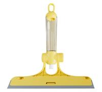 Raclette de nettoyage 4 en 1 pour vitres de maison, voiture, raclette avec poignée ergonomique en ABS, bleu, jaune, vert, blanc, 25,4 x 22,9 cm, brosse de nettoyage polyvalente (jaune)
