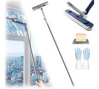 Raclette De Nettoyage De Vitres Pour FenêTres De Grande Hauteur, Lave Vitre Telescopique, Raclette Vitre Et Panneau Rotatif à 180°, Avec SystèMe D'Essuyage Et De Raclage (blanc)