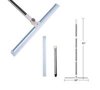 Raclette de sol en silicone avec manche long de 165,1 cm pour nettoyage de fenêtre, douche, brosse à récurer combinée avec perche extensible, télescopique, réglable, en acier inoxydable, raclette pour