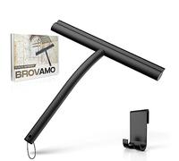 Raclette Douche Nettoyage sans Traces pour Porte en Verre, Raclette Salle De Bain avec Support sans Percer, Raclette Vitre avec Noyau en Acier Inoxydable pour Fenêtre de Salle de Bains [Noir]