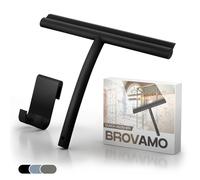 Raclette Douche Nettoyage sans Traces pour Porte en Verre, Raclette Salle De Bain avec Support sans Percer, Raclette Vitre avec Noyau en Acier Inoxydable pour Fenêtre de Salle de Bains [Noir]