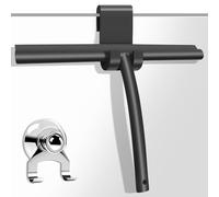 Raclette Douche Silicone Noir 28cm, Raclette Vitre Professionnel Cylindrique avec Support à Crochet sans Perforation, Accessoire Salle de Bain Multifonctionnel pour Vitre et Surface Lisse