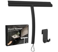 Raclette Douche, Silicone Raclette Vitre Portable, Nettoyage Efficace，avec Cordon de Suspension, pour Raclette de Fenêtre, Salle De Bain, Miroir, Nettoyage de Verre, Carrelage-Noir