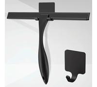 Raclette en silicone pour fenêtre de douche avec crochet - Outil de | La lame en caoutchouc sans traces élimine l'eau, les résidus de savon et le calcaire du verre, des miroirs