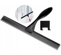 Raclette en silicone pour vitres de douche, noire, acier inoxydable, 25,8x18 cm