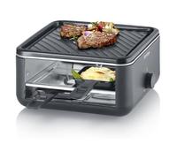 Raclette Gril 4 Personnes, Appareil À Raclette Compact, Mini Raclette Avec Plaque Anti-Adhésive 24 X 24 Cm, Inclus 4 Poêlons[MIN10]