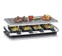 Raclette Gril 8 Personnes, Pierre De Cuisson Naturelle, Thermostat Réglable, Surface De Cuisson 48,5 X 24 Cm, Noir/Inox, Rg 2374