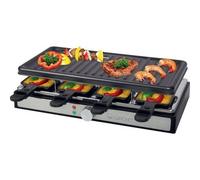 Clatronic® RG 3757 Raclette pour 8 personnes avec plaque de cuisson amovible et grill à raclette avec revêtement anti-adhésif, 8 poêlons inclus, raclette avec boîtier Cool Touch, appareil à raclette