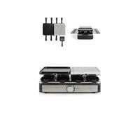 Raclette-Grill - Chrome - 1400 W - 8 personnes - Anti adhésif - 2 plateaux amovibles