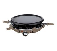 LITTLE BALANCE 8951 Cheese & Crêpes Meuuuh...!, Raclette Grill Crêpière, 3 en 1, 6 spatules bois, Sans PFAS, 6 personnes, 1200 W, Muscade