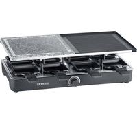 Raclette Grille naturelle SEVERIN RG 2376 8 poêlons RG 2376 en plastique, noir Raclette Avec plaque de gril antiadhésive Gril de table Raclette Avec pierre naturelle