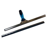 Raclette lave-vitre en inox longueur 45 cm Moerman | Poignée bi-matière | Raclette de nettoyage | 2 lames de rechange | Raclette vitre professionnel | Kibros RACM45