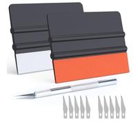 Raclette Marouflette Kit Pose Film Adhésif - 2 Raclettes Feutre + Cutter + 10 Lames - Outils pour Papier Peint, Vinyle, Vitre, Fenêtre, Covering Voiture