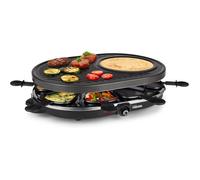 Raclette Multifonction, Pour 8 Personnes, Plaque 43 X 30 Cm Pour Grillades, Crêpes Et Pierre À Cuire, Thermostat Réglable,