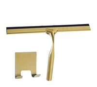 Raclette pour verre de douche, raclette en acier inoxydable avec poignée, dorée | 25,7 x 17 cm Raclette en verre pour portes de douche, salle de bain, fenêtres et vitres de voiture