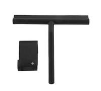 Raclette Professionnelle en Acier Inoxydable avec Support de Crochets, Caoutchouc Polyvalent pour Salle de Bain, Cuisine, Voiture, Nettoyage de miroirs en Verre, Noir 21,1x19cm