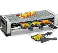 Küchenprofi Raclette VISTA8, raclette pour 8 personnes, en acier inoxydable, avec plaque en pierre de marbre, 8 poêlons à raclette antiadhésifs et 8 spatules, barbecue électrique de table, plaque en