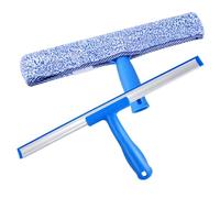Raclette Vitre, Raclette à Vitre Professionnelle de 35 cm + Essuie-vitres en Microfibre de 37 cm, Mouilleur Vitre Kit pour Voiture, Douche, Vitres et Miroirs - Bleu