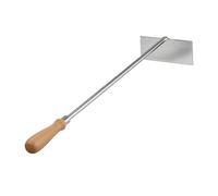 Racloir à cendres Relaxdays, inox, manche en bois, 58,5 cm, pelle à cendres pour cheminée, argent/nature