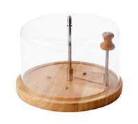 Rabot à fromage - MARKINDUS - Tête de moine - Bois et inox - 22.5x22.5x15.5 cm - Cloche de conservation