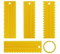 Racloir Gateau, 4 Pièces Ensemble de grattoirs à gâteau, Lisseur à Gâteau Décoration de Peigne Outil de Pâtisserie,Cuisine Moule De Cuisson Outil (Jaune)