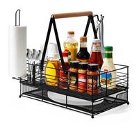 RACOBOT Panier de barbecue avec porte-serviettes en papier, assiette et porte-ustensiles pour barbecue en plein air, pique-nique, camping, fêtes, rangement de condiments pour comptoir de cuisine