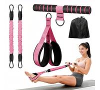 Racocou Bandes de résistance pour pédale réglables 30-60 lbs pour Femmes - Équipement d'entraînement Complet à Domicile avec Manchon de sécurité et pédales antidérapantes,Rose