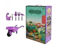 Racocou Brouette en métal pour Enfants et Ensemble d'outils de Jardin, Jouets de Sable de Plage, Jeu de Simulation éducatif en Plein air, entraînement sensoriel préscolaire,Multi Colored