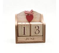 Racocou Calendrier perpétuel en bois Calendrier en bloc de bois massif Fait à la main Réutilisable Calendrier de bureau avec cubes de mois et de date Vintage à retourner pour bureau ou maison,Marron