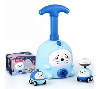 Racocou Coffret Cadeau Voiture à Ballon aérodynamique Petit Cochon Rose, Jouet éducatif pour Enfants et Parents, adapté aux Enfants de Plus de 3 Ans,Bleu