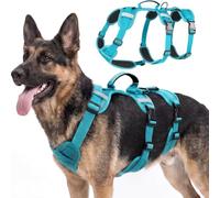 Racocou Harnais Anti-Fuite pour Chiens Moyens et Grands - 3 Points Réglable Réfléchissant avec Poignée Rembourrée Respirant et Confortable pour Entraînement et Promenade,Bleu,L