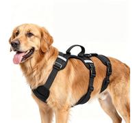 Racocou Harnais Anti-Fuite pour Chiens Moyens et Grands - 3 Points Réglable Réfléchissant Poignée Rembourrée, Respirant Confortable pour Entraînement et Promenade en Extérieur,Noir,XL