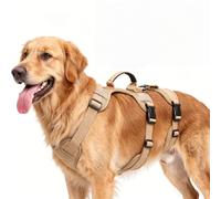 Racocou Harnais Anti-Fuite pour Chiens Moyens et Grands - 3 Points Réglable Réfléchissant Poignée Rembourrée, Respirant Confortable pour Entraînement et Promenade en Extérieur,Beige,L