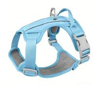 Racocou Harnais Anti-Traction Anti-Fuite pour Chiens Petite à Moyenne Taille - Clip Frontal léger Durable, Soutien Poitrine et Ventre, sans étouffement avec poignée Levage,Bleu,S