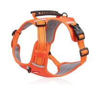 Racocou Harnais anti-traction pour chien avec poignée en maille réfléchissante respirante réglable sans étranglement sur le devant et l'arrière pour chiens de petite, moyenne et grande taille, orange