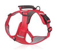 Racocou Harnais anti-traction pour chien avec poignée en maille réfléchissante respirante réglable sans étranglement sur le devant et l'arrière pour chiens de petite, moyenne et grande taille, rouge