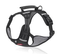 Racocou Harnais anti-traction pour chien avec poignée en maille réfléchissante respirante réglable sans étranglement sur le devant et l'arrière pour chiens de petite, moyenne et grande taille, noir