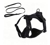 Racocou Harnais et Laisse Anti-Traction pour Chien - Répartition de la Pression en Trois Points sans Étranglement Rembourrage Respirant 3D - Ajustable pour Chiens Petits, Moyens et Grands,Noir,L