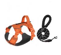 Racocou Harnais léger pour Chien avec Poche zippée à l'arrière - Bandes réfléchissantes pour la sécurité Nocturne - Nylon Respirant - Laisse Incluse - pour Chiens de Petite à Moyenne Taille,Orange,M